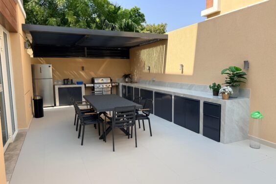 fully shaded outdoor kitchen designed for regular use